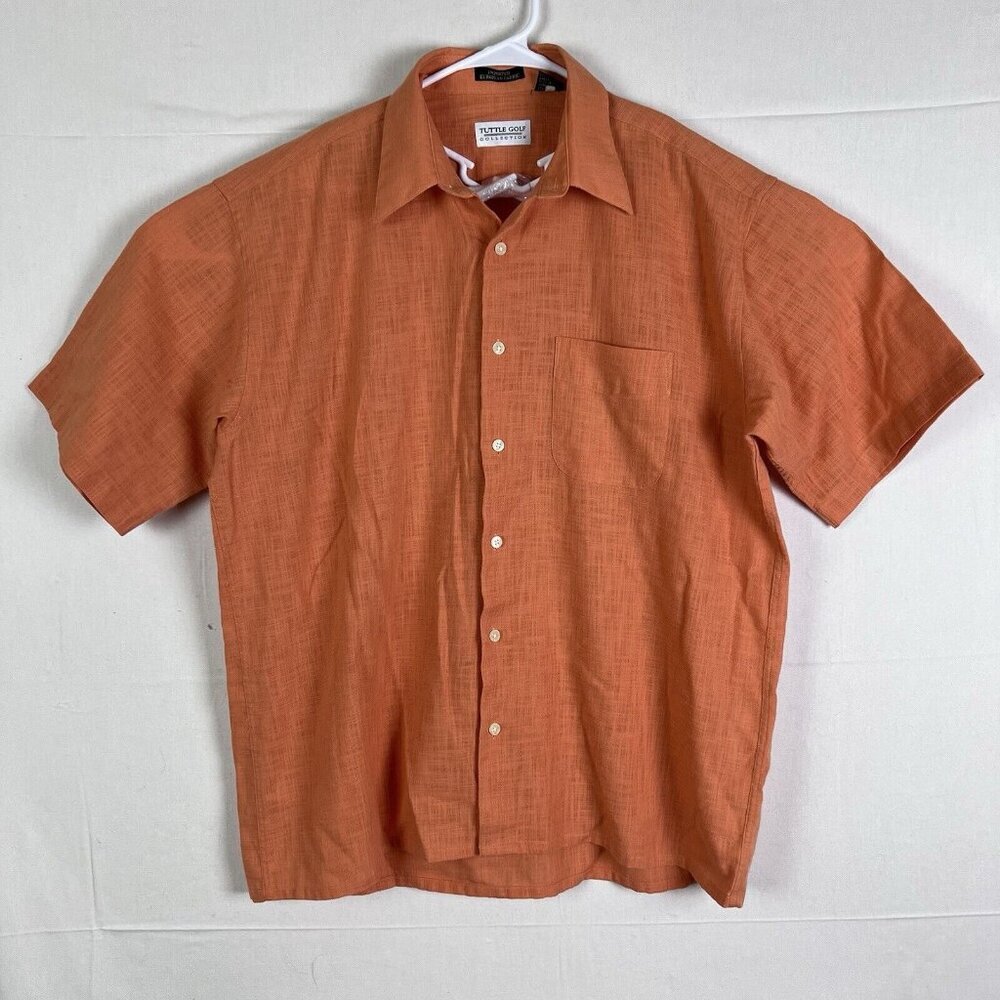Vintage Tuttle‎ Golf Collection Shirt Large Orange Button Up Casual